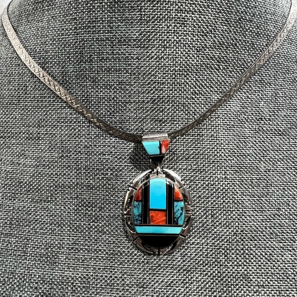 Carolyn Pollack Sterling Silver Multi-stone Channel
Inlay Pendant.😍🥰😘💕 - Picture 2 of 8
